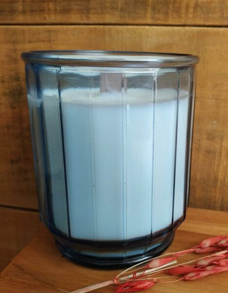 Bougie Végétale Artisanale -Verre Recyclé Strepe - 400ml - Imagen 4