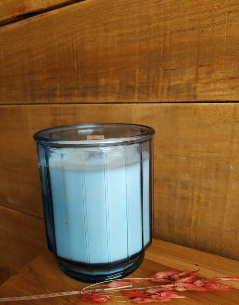 Bougie Végétale Artisanale -Verre Recyclé Strepe - 400ml