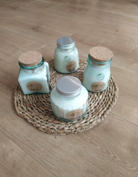 Bougie Végétale Artisanale - Pot Carré - Verre Recyclé - 250ml - Imagen 2