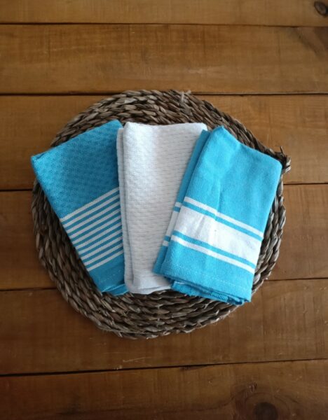 Set of 3 Kitchen Towels Fouta Type - Recycled Cotton - Imagen 3