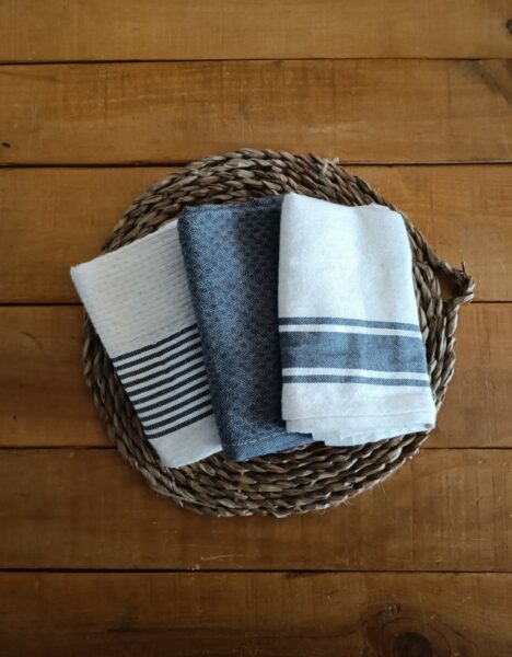 Set of 3 Kitchen Towels Fouta Type - Recycled Cotton - Imagen 5