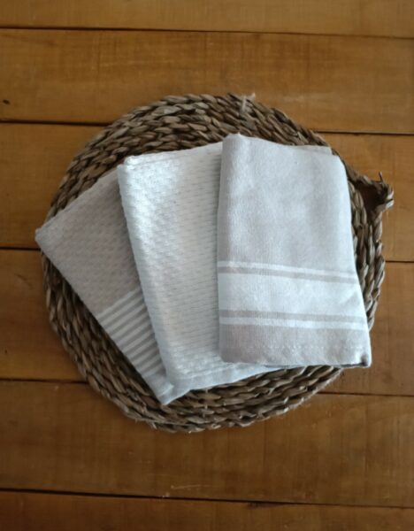 Set of 3 Kitchen Towels Fouta Type - Recycled Cotton