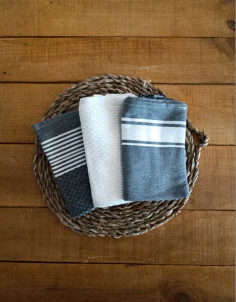 Set of 3 Kitchen Towels Fouta Type - Recycled Cotton - Imagen 7