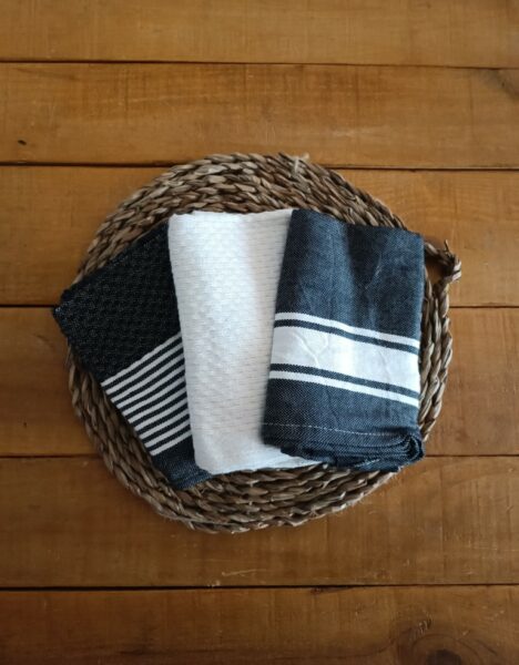 Set of 3 Kitchen Towels Fouta Type - Recycled Cotton - Imagen 9