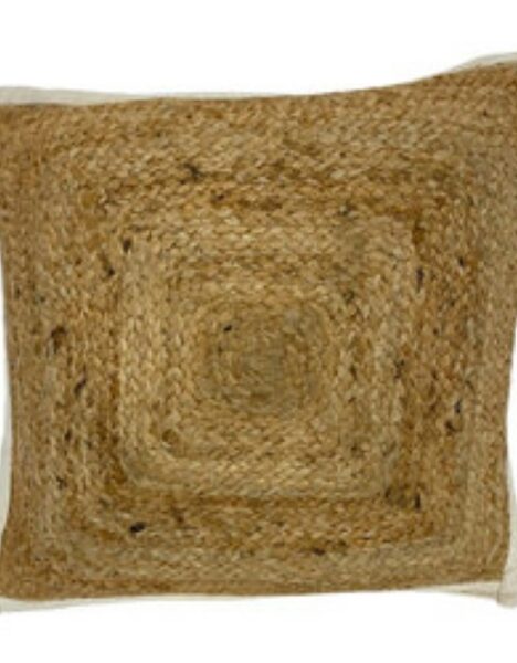 Coussin en Jute + Coton - Contour Blanc - 45*45cm – Image 2