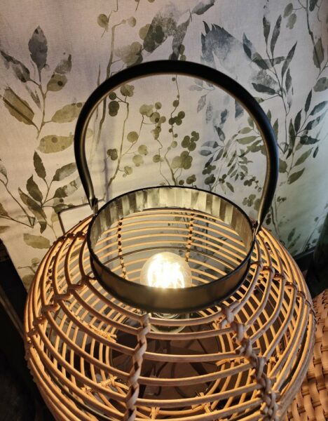 Tall Table Lamp - Metal + Natural Bamboo - Image 2