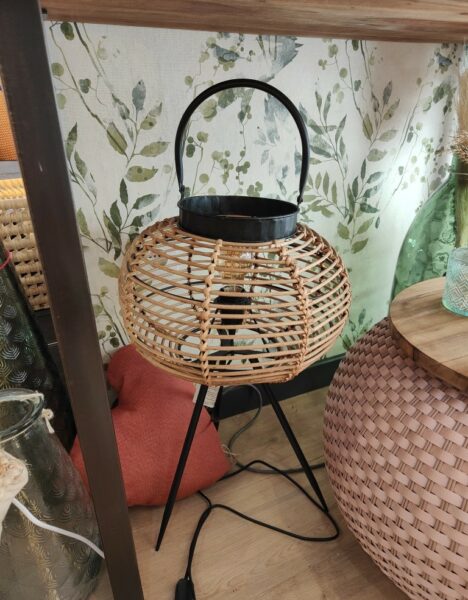 Tall Table Lamp - Metal + Natural Bamboo - Image 3