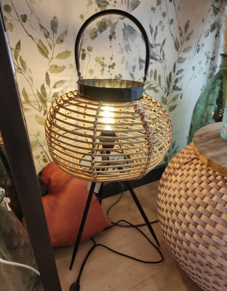 Tall Table Lamp - Metal + Natural Bamboo